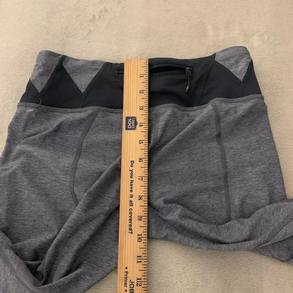 Lululemon Leggings Run Inspire Mesh Sz 6 Back Zipper Inseam Gray Ankle Cropped